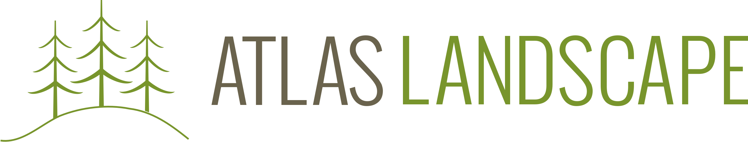 Atlas Landscape logo featuring stylized trees and the brand name, representing Kansas City's land management services.